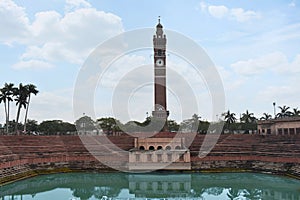 Husainabad Clock Tower - Ghanta Ghar and Talab - Pond with red stoned stairs constructed by Nawab Nasir-ud-din Haider in the year photo