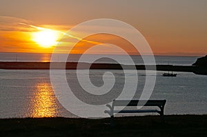 Husavik, Iceland, Northern Europe, bench, relax, sunset, sun