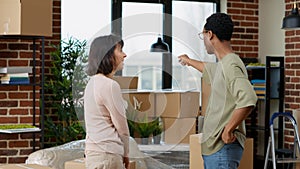 Husband and wife moving in rented real estate property