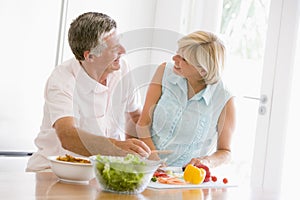 Husband And Wife Preparing meal,mealtime Together