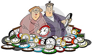 Husband & wife setting clocks