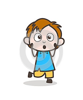 Hushed Face Expression - Cute Cartoon Kid Vector