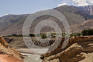 Hushekat village in Zeravshan river valley in northern Tajikist