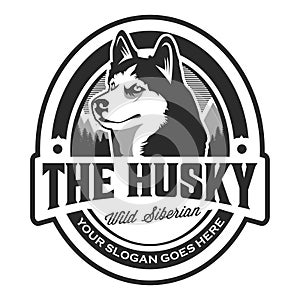 The Husky black and white emblem logo - emblem logo of siberian husky