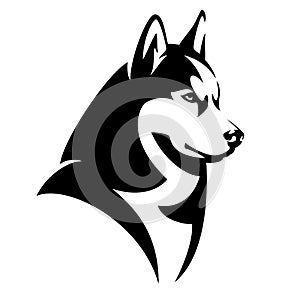 Husky dog black and white vector design photo