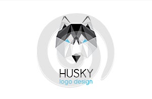 Husky dog head logo design - vector illustration