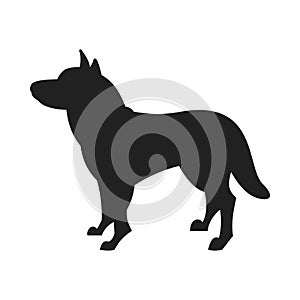 Husky Dog Vector Black Silhouette