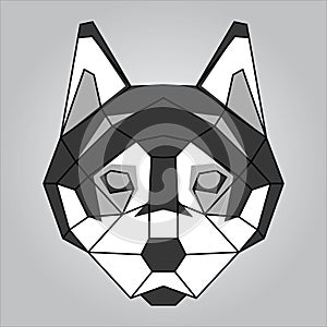 Husky face black and white for print or logo