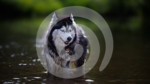 Husky im Wasser