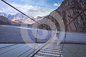 Hussaini Suspension Bridge Located in the Hunza Valley