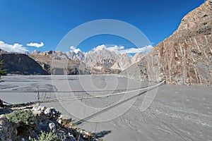 Hussaini Suspension Bridge in northern Pakistan, taken in August 2019