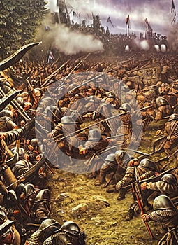 Hussite Wars ca 1439. Fictional Battle Depiction. Generative AI.