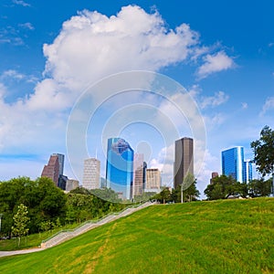 Huston skyline Eleanor Tinsley park Texas US