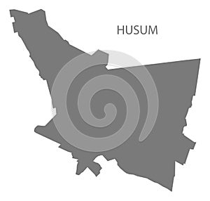 Husum German city map grey illustration silhouette shape