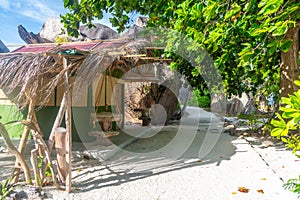 Hut in Anse Source d\'Argent path to the beach