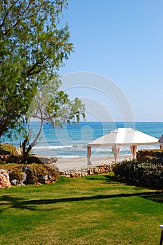 Hut at the beach of luxury hotel