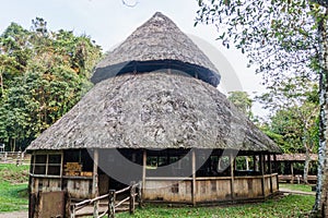 Hut in a camping place in National Park Laguna Lachua, Guatema photo