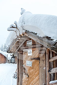 Hut covered in snow near Rovaniemi in Lapland, Finland