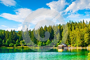 Hut on Fusine lower lake