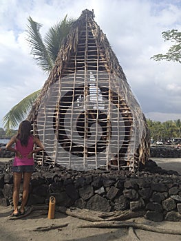 Hut located within the Royal Grounds or Haonaunau on Hawaii, USA