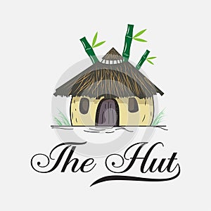 The Hut Logo Design Template With Bamboo.