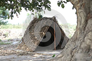 Hut made of husk and bamboos photo