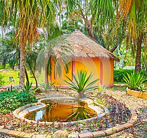 The hut in Mauritania garden, Rajapruek park, Chiang Mai, Thailand