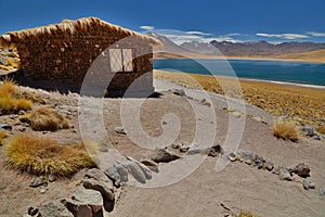 Hut at Miscanti Lake. Los Flamencos National Reserve. Antofagasta region. Chile