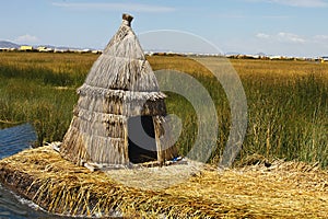 Hut of reeds, Lake Titicaca, Peru