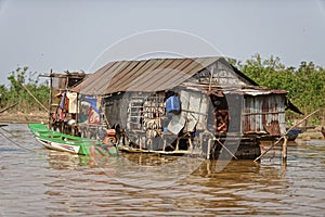 Hut on stilts, Tonle Sap, Cambodia