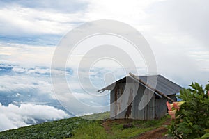 Hut at the top of mountain