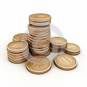 Hutch 3d Render: Stack Of Gold Coins With Luminous Shadows photo