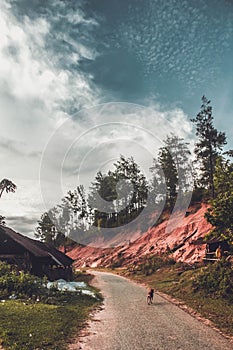 Huts and cliff edges