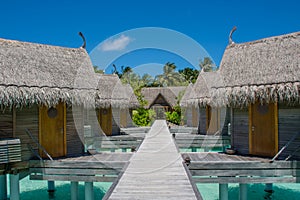 Huts at the topical resort at Maldives