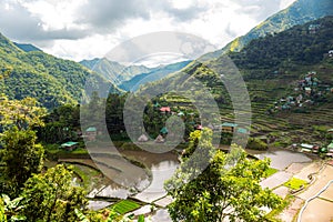 Huts at UNESCO Rice Terraces in Batad, Philippines