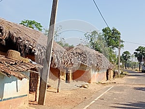 Huts in village of Dumka area in Jharkhand