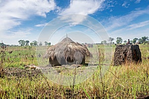 Huts in the Village in Uganda, Africa