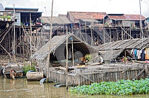 Huts on water, Tonle Sap, Cambodia