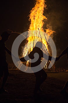 Hutsulstka bonfire near the waterfall Shipot photo