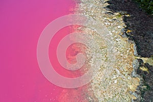 Hutt Lagoon Pink lake at Port Gregory in Western Australia