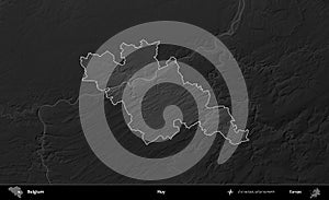Huy highlighted, Belgium. Grayscale