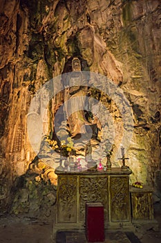 Huyen Khong Cave with shrines, Marble mountains, Vietnam