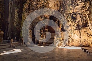 Huyen Khong Cave with shrines, Marble mountains, Vietnam