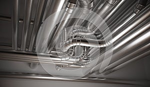 HVAC heating, ventilation and air conditioning pipes. 3D rendered illustration