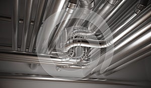 HVAC heating, ventilation and air conditioning pipes. 3D rendered illustration photo