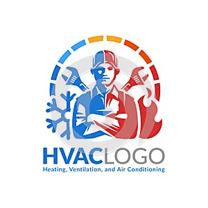 HVAC logo design, heating ventilation and air conditioning logo or icon template