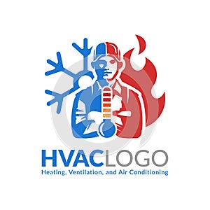 HVAC logo design, heating ventilation and air conditioning logo or icon template