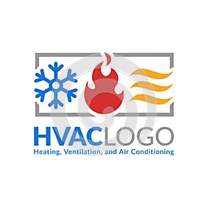 HVAC logo design, heating ventilation and air conditioning logo or icon template