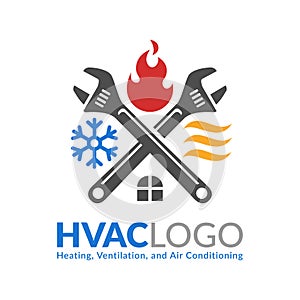 HVAC logo design, heating ventilation and air conditioning logo or icon template