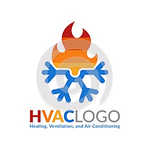 HVAC logo design, heating ventilation and air conditioning logo or icon template